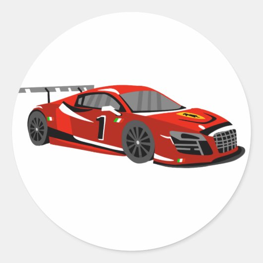 Snelle auto-cartoon | Extreme race |Kies achterkle Ronde Sticker (Voorkant)