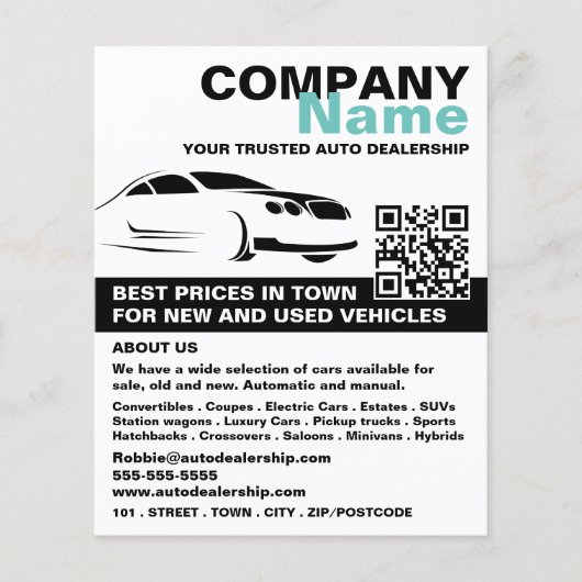 Snelle auto Logo, Auto Dealership Adverteren Flyer (Voorkant)
