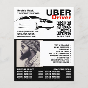 Snelle auto Logo, Foto, Uber chauffeur, prijslijst Flyer