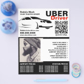 Snelle auto Logo, Foto, Uber chauffeur, prijslijst Flyer (Enkel)