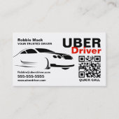 Snelle auto Logo, Foto, Uber chauffeur, prijslijst Visitekaartje (Voorkant)