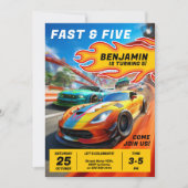 Snelle auto's kinder race verjaardagskaart kaart (Voorkant)