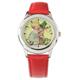 SNELLE BABY HUGGING RABBIT IRISH ST. PATRICK'S DAG HORLOGE