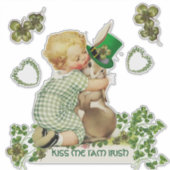 SNELLE BABY HUGGING RABBIT IRISH ST. PATRICK'S DAG STICKER (Voorkant)