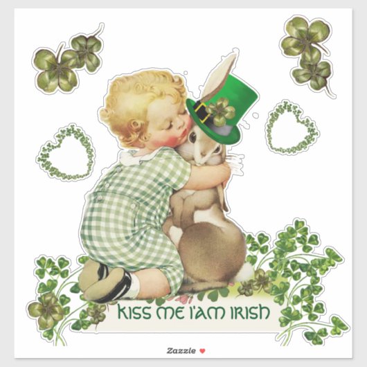 SNELLE BABY HUGGING RABBIT IRISH ST. PATRICK'S DAG STICKER (Vel)