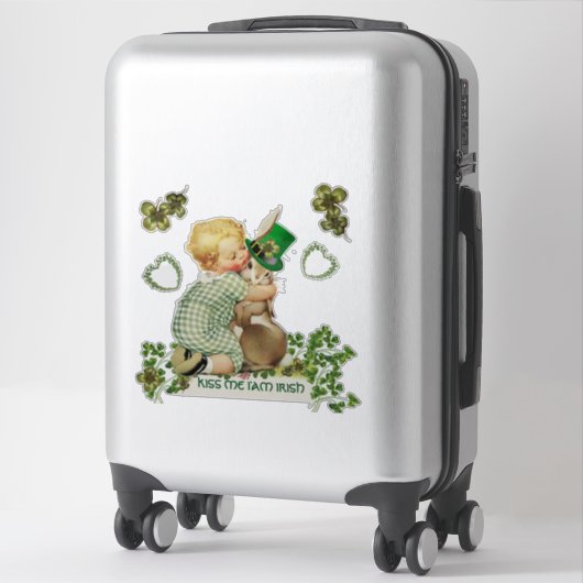 SNELLE BABY HUGGING RABBIT IRISH ST. PATRICK'S DAG STICKER (Koffer)