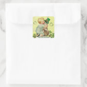 SNELLE BABY HUGGING RABBIT IRISH ST. PATRICK'S DAG VIERKANTE STICKER (Tas)