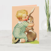 SNELLE BABY HUGGING RABBIT, Roze verjaardag Feestdagen Kaart (Voorkant)