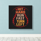 Snelle Baseball Player Sportlover Ca met harde run Canvas Afdruk (Insitu (Houten vloer))
