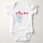 SNELLE BLAUWE ELEPHANT MET PINKBALLOONS ROMPER (Voorkant)