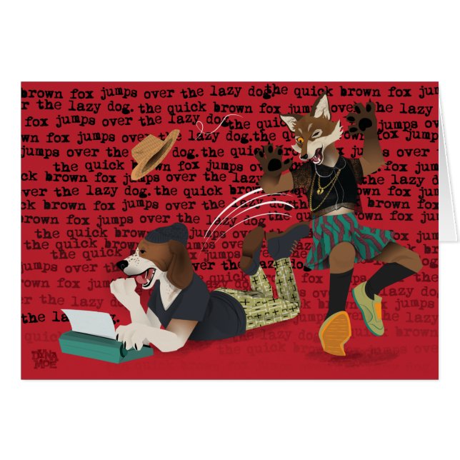 Snelle bruine vos springt over luie hond (Voorkant Horizontaal)