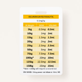 Snelle dosering RE: Vecuronium & Rocuronium Paraly Badge