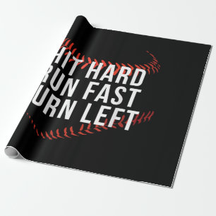 Snelle draai links Funny Baseball Player Cadeaupapier