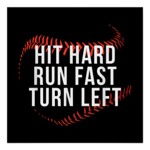 Snelle draai links Funny Baseball Player Perfect Poster