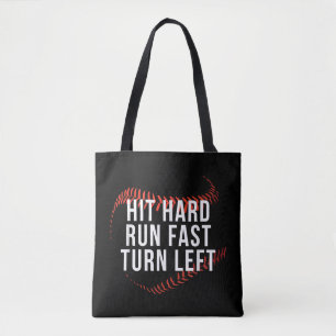Snelle draai links Funny Baseball Player Tote Bag