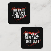 Snelle draai links Funny Baseball Player Vierkante Visitekaartje (Voorkant / Achterkant)