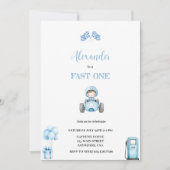 SNELLE EEN BLAUWE AUTO UITNODIGING (Voorkant)