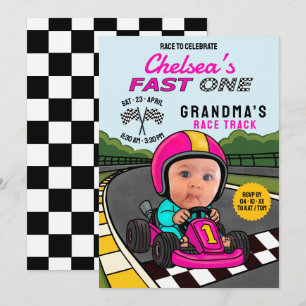 Snelle Eén Racer Roze Verjaardag Kaart