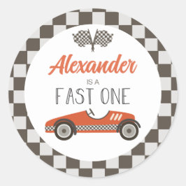 Snelle Eén rode Race Auto Verjaardag Ronde Sticker