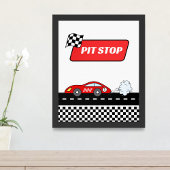 Snelle één rode retro race auto jongen verjaardag poster