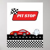 Snelle één rode retro race auto jongen verjaardag poster (Voorkant)