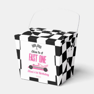 Snelle een roze race auto eerste 1e verjaardag par bedankdoosjes
