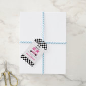 Snelle een roze race auto eerste 1e verjaardag par cadeaulabel (Met Touw)