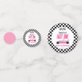 Snelle een roze race auto eerste 1e verjaardag par confetti (Voorkanten)