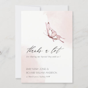 SNELLE ELEGANTE BLUSH WATERVERF BUTTERFLES WEDING BEDANKKAART