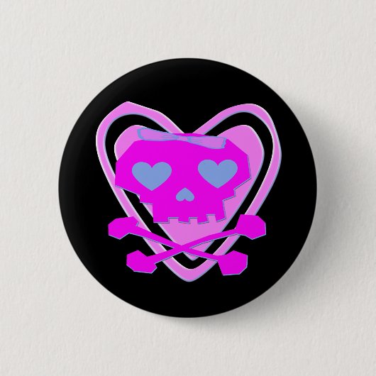 SNELLE EMO-SKULL RONDE BUTTON 5,7 CM (Voorkant)