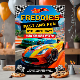 Snelle en leuke race auto verjaardagsfeestje sport kaart