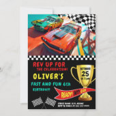 Snelle en leuke Race Car Verjaardag Kaart voor kin (Voorkant)