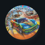 Snelle en leuke verjaardag, hete auto's verjaardag papieren bordje<br><div class="desc">Versnel het feest met het papieren bord "Oliver's Fast and Fun 9th"! Met een kleurrijk raceauto-ontwerp is dit bord ideaal voor een verjaardagsfeestje met een racethema voor kinderen. Aanpassen voor een dag van vreugde en opwinding!</div>