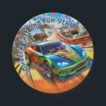 Snelle en leuke verjaardag, hete auto's verjaardag papieren bordje<br><div class="desc">Versnel het feest met het papieren bord "Oliver's Fast and Fun 9th"! Met een kleurrijk raceauto-ontwerp is dit bord ideaal voor een verjaardagsfeestje met een racethema voor kinderen. Aanpassen voor een dag van vreugde en opwinding!</div>