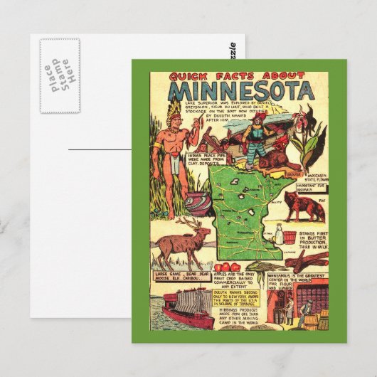 Snelle feiten over Minnesota Briefkaart (Voorkant / Achterkant)
