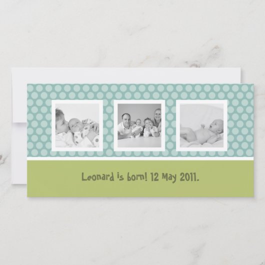 Snelle geboorteaankondiging met schattige polka-st aankondiging (Voorkant)