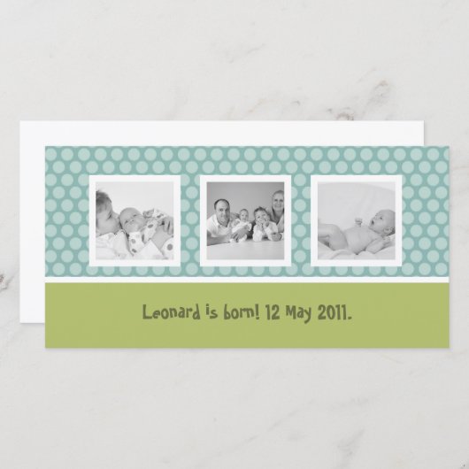 Snelle geboorteaankondiging met schattige polka-st aankondiging (Voorkant / Achterkant)