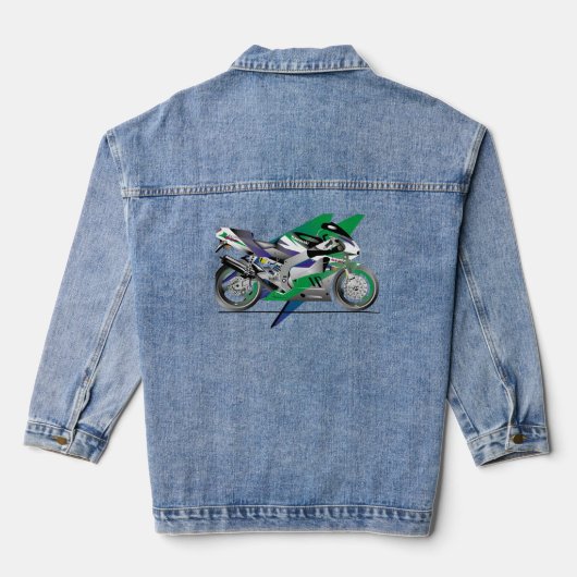 Snelle motorfiets denim jacket (Achterkant)