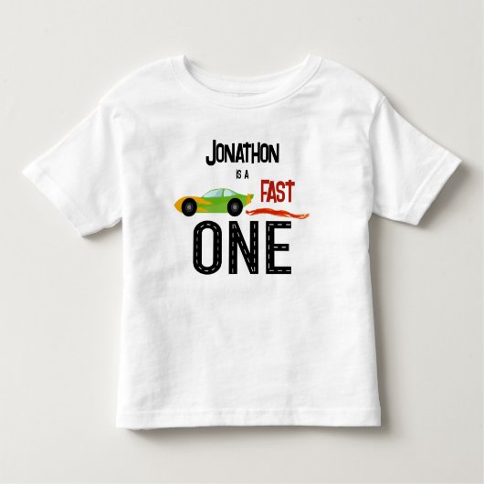 Snelle ONE raceauto eerste verjaardagsfeestje Kinder Shirts (Voorkant)