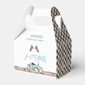 Snelle ONE Retro Race auto Ride-On Verjaardag Favo Bedankdoosjes (Achterkant)