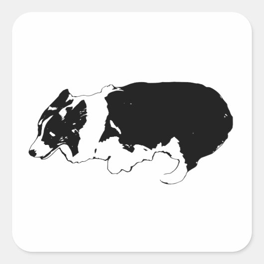 Snelle poten, grote grijns vierkante sticker (Voorkant)