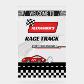 Snelle retro rode auto race track jongen verjaarda acryl bord (Voorkant)