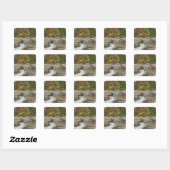 Snelle rivier door rotsen stromend, Wit Vierkante Sticker (Vel)
