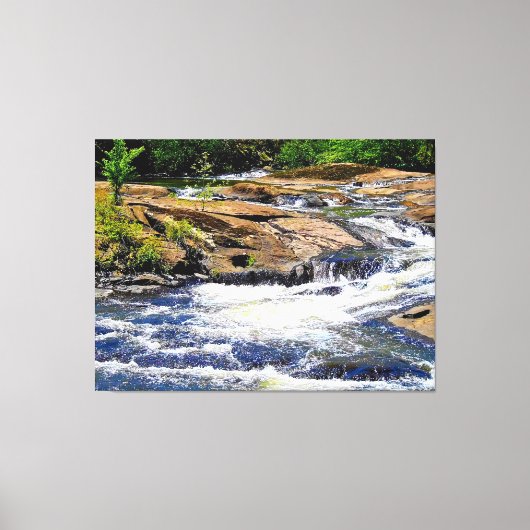Snelle rivierstroom over rotsen canvas afdruk (Voorkant)