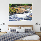 Snelle rivierstroom over rotsen canvas afdruk (Insitu (Slaapkamer))
