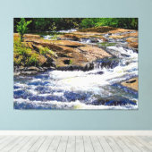 Snelle rivierstroom over rotsen canvas afdruk (Insitu (Houten vloer))