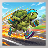 Snelle Schildpad Sprinter Atletiek Hardloper Poster (Voorkant)