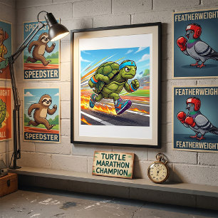 Snelle Schildpad Sprinter Atletiek Hardloper Poster