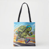 Snelle Schildpad Sprinter Atletische Hardloper Tote Bag (Voorkant)