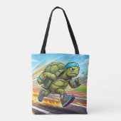 Snelle Schildpad Sprinter Atletische Hardloper Tote Bag (Achterkant)